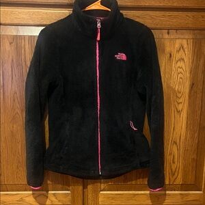 The North Face Women's Black Teddy Jacket with Pink Accents